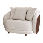 Poltrona Decorativa 122cm Mercy Courino Marrom | Linho Off Wh